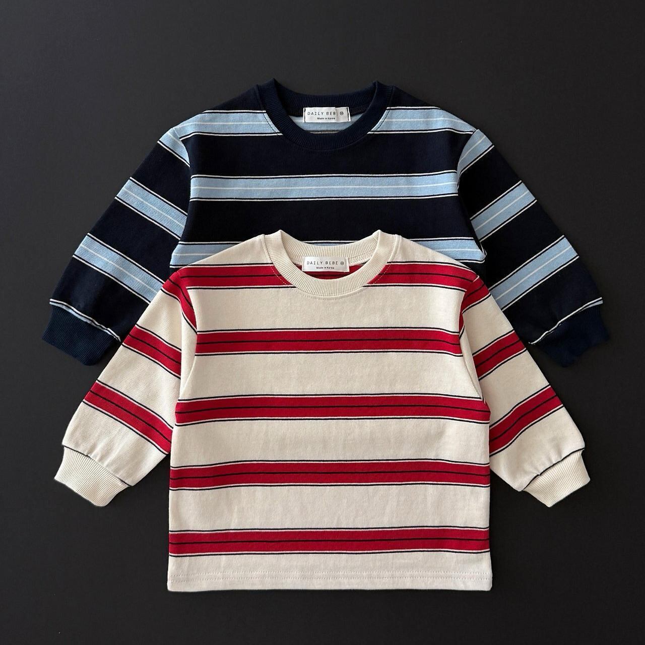 【2点送料無料】«予約»«ジュニアサイズあり»«daily bebe» ボーダーmtm 2colors