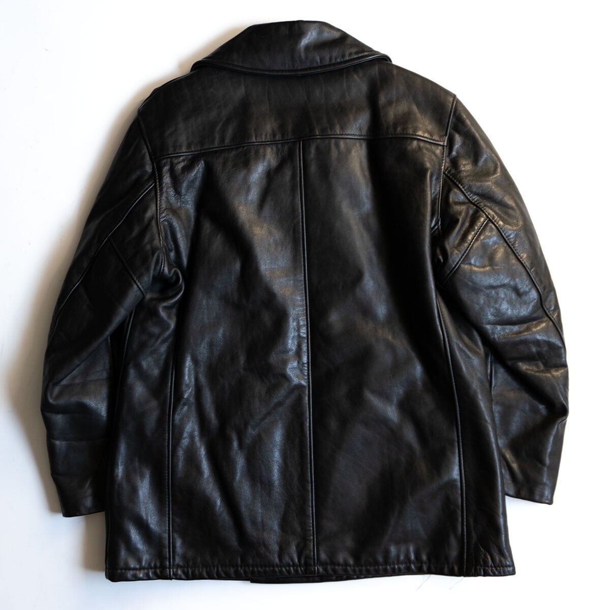 美品 SCHOTT レザー ピーコート40 XLブラック USA製 ショット 雰囲気抜群】SCHOTT【レザー ピーコート】40 ブラック レザー アメリカ