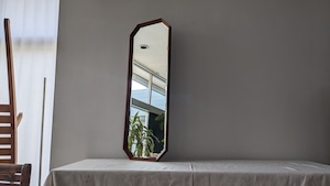 チーク　壁掛け　ウォールミラー Vintage Teak Wall Mirror H940mm　送料込