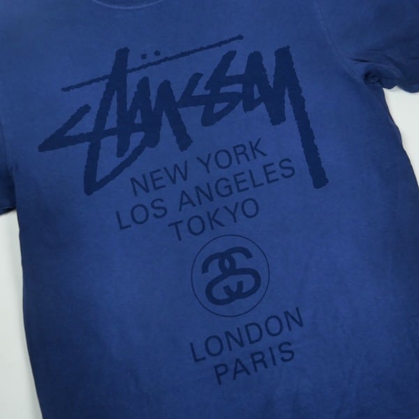 Size【L】 STUSSY ステューシー WORLD TOUR SUN FADE TEE FADED NAVY T