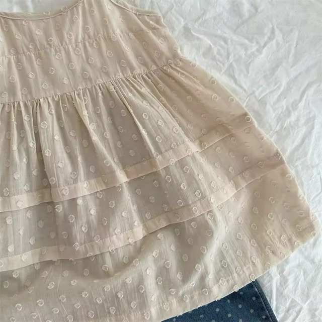 【取寄】レイヤードコーデに大活躍！プリーツドットキャミソールワンピース