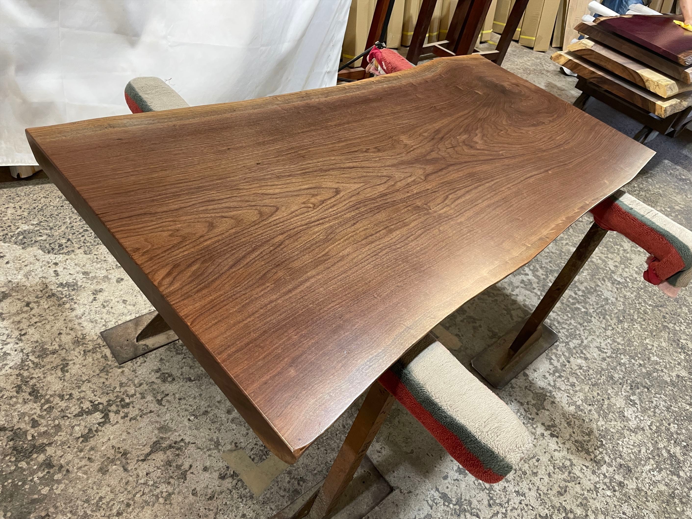 ブラックウォールナット9155 一枚板無垢 乾燥材 1500x700-650x50mm