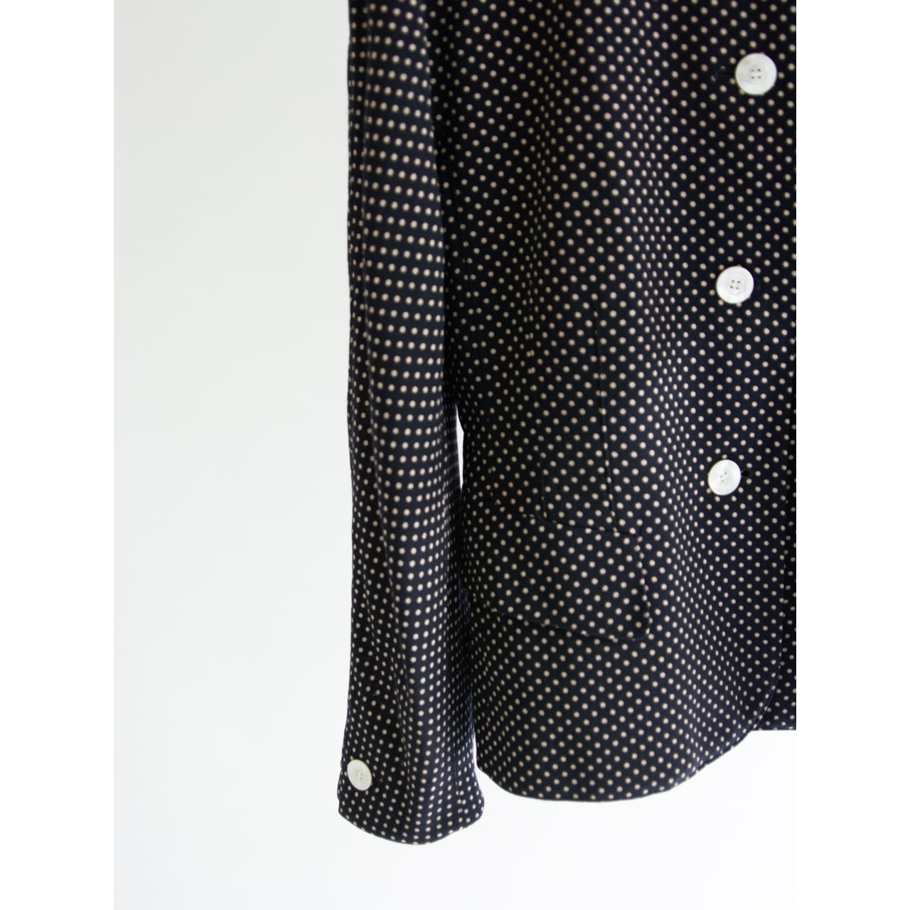 【ESCADA BY MARGARETHA LEY】Made in W.Germany 80's Wool-Nylon Collarless Jacket（エスカーダ 西ドイツ製ウールナイロンドット柄ノーカラージャケット）