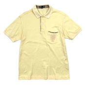 DAKS ダックス 切替チェック柄 半袖ポロシャツ Mサイズ/ライトイエロー 系/メンズ オンワード樫山 日本製