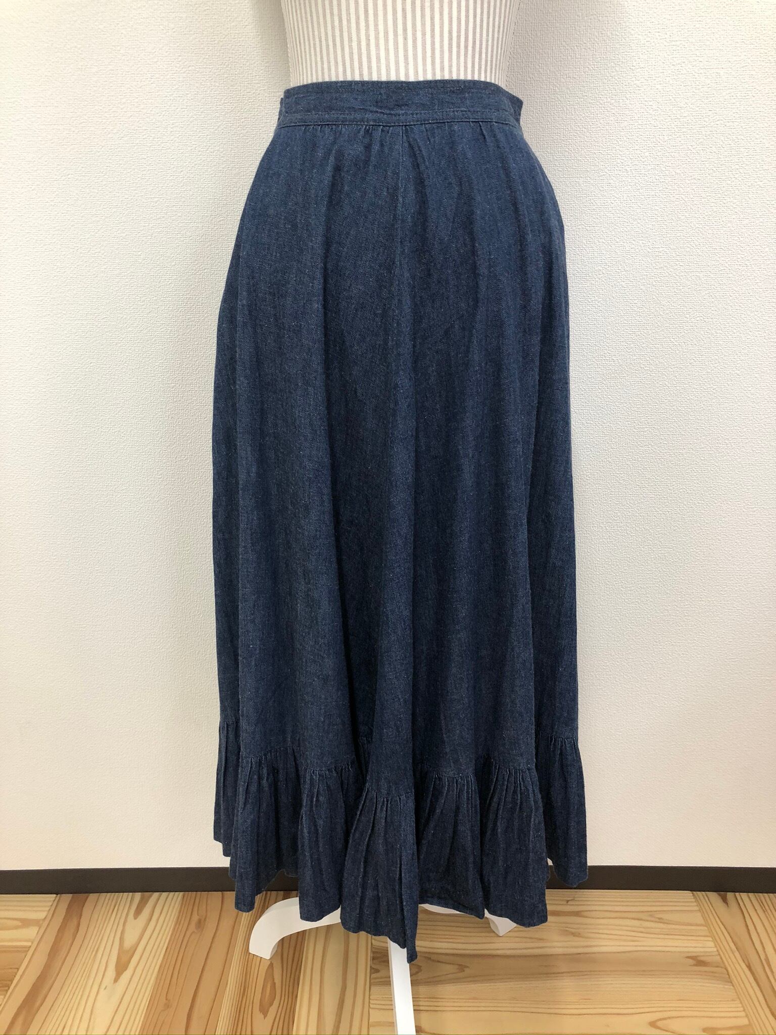 denim mini pleats flare skirt