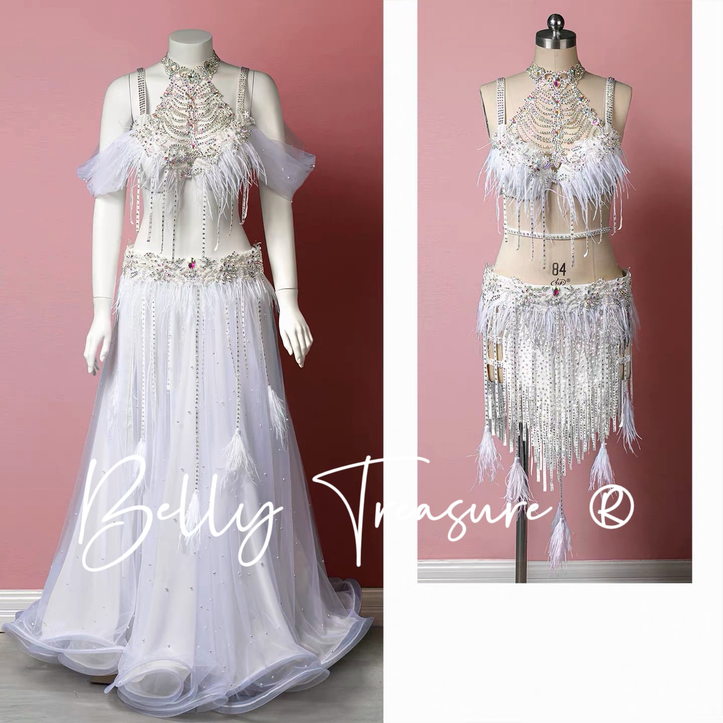グレー✖️生成りフラッグ二本組　ベリーダンスアイテム Bellydance Costume | Belly Treasure®︎