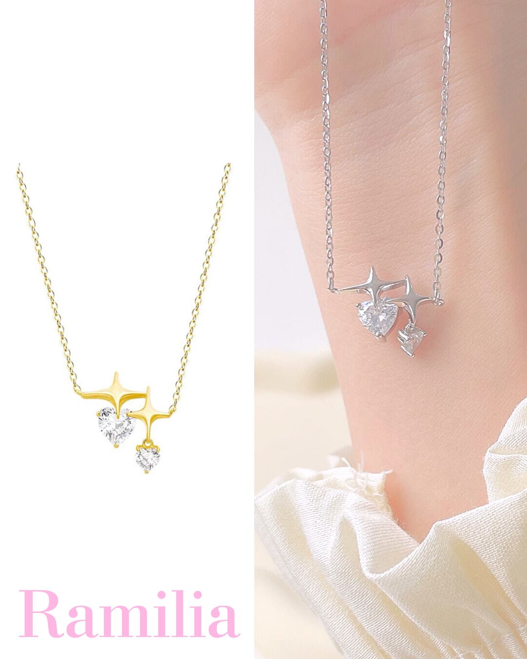 フラッシュハートネックレス(2 colors) R2406152