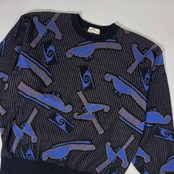 リネン混 BALENCIAGA バレンシアガ デザイン 長袖 ニット セーター L/マルチ メンズ