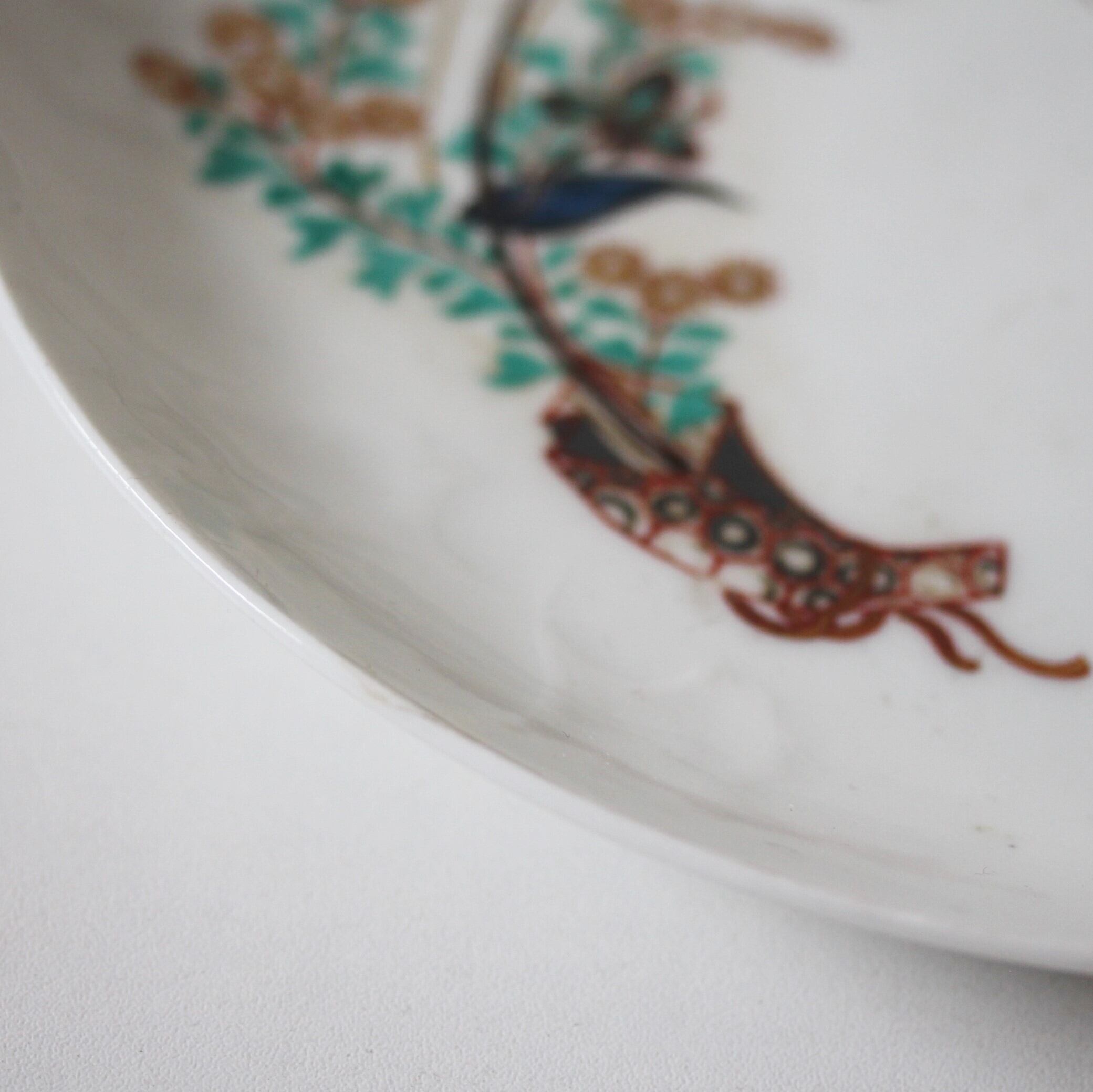 古九谷色絵花熨斗文皿 d20.2cm Ko-Kutani Enameled Dish, Design of