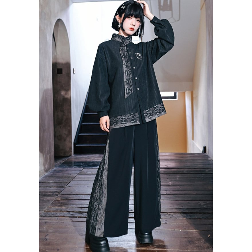 サブカル系 ワイドパンツ スリット 古怪舍 アラサーファッション ストリートファッション