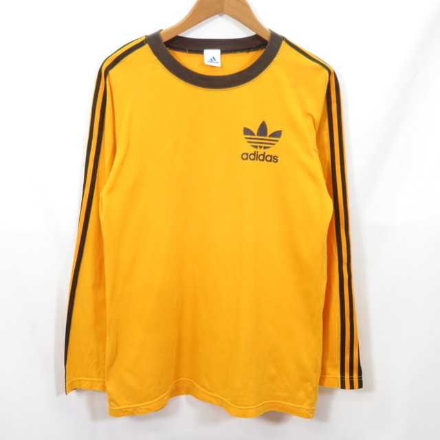 90s adidas ライン ロングスリーブ 長袖 Tシャツ sizeL-O/アディダス 0603