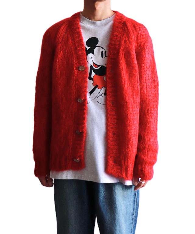 UNUSED / US2519 MOHAIR CARDIGAN  (RED)