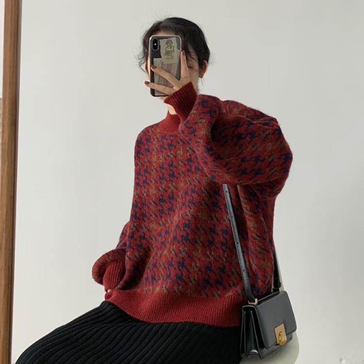 千鳥格子柄ニット　AJ11009-2638