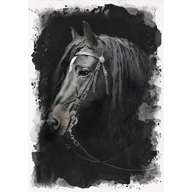 絵画 動物 馬の絵 インテリアアート額付き 水彩画・油絵調 WAT0373