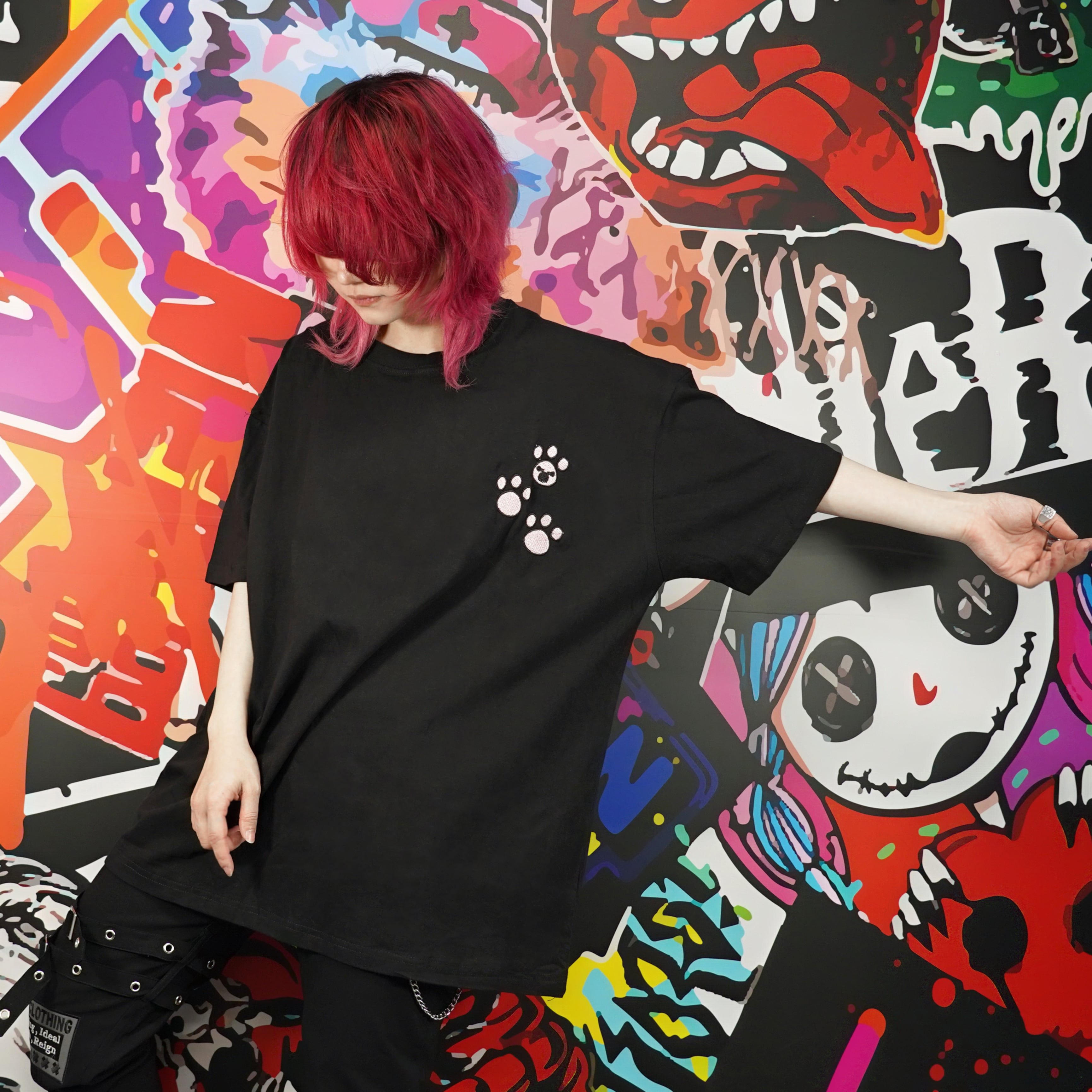 足跡刺繍COTTON BLACK CUTSEW | NIER CLOTHING