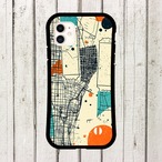 受注生産 iPhoneケース グリッドとオレンジ丸の都市地図｜都市地図 UMAP047B