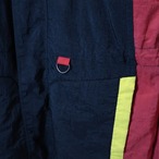 90s adidas マウンテンパーカー　ナイロン　黒×赤×黄色　ドローコーS