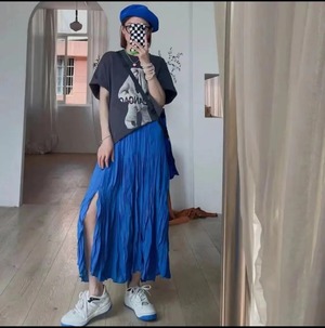 スリット入り　楊柳スカート　AJ11394-D004