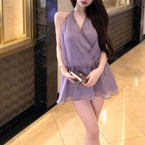 ホルターネックカシュクールワンピ ・11176