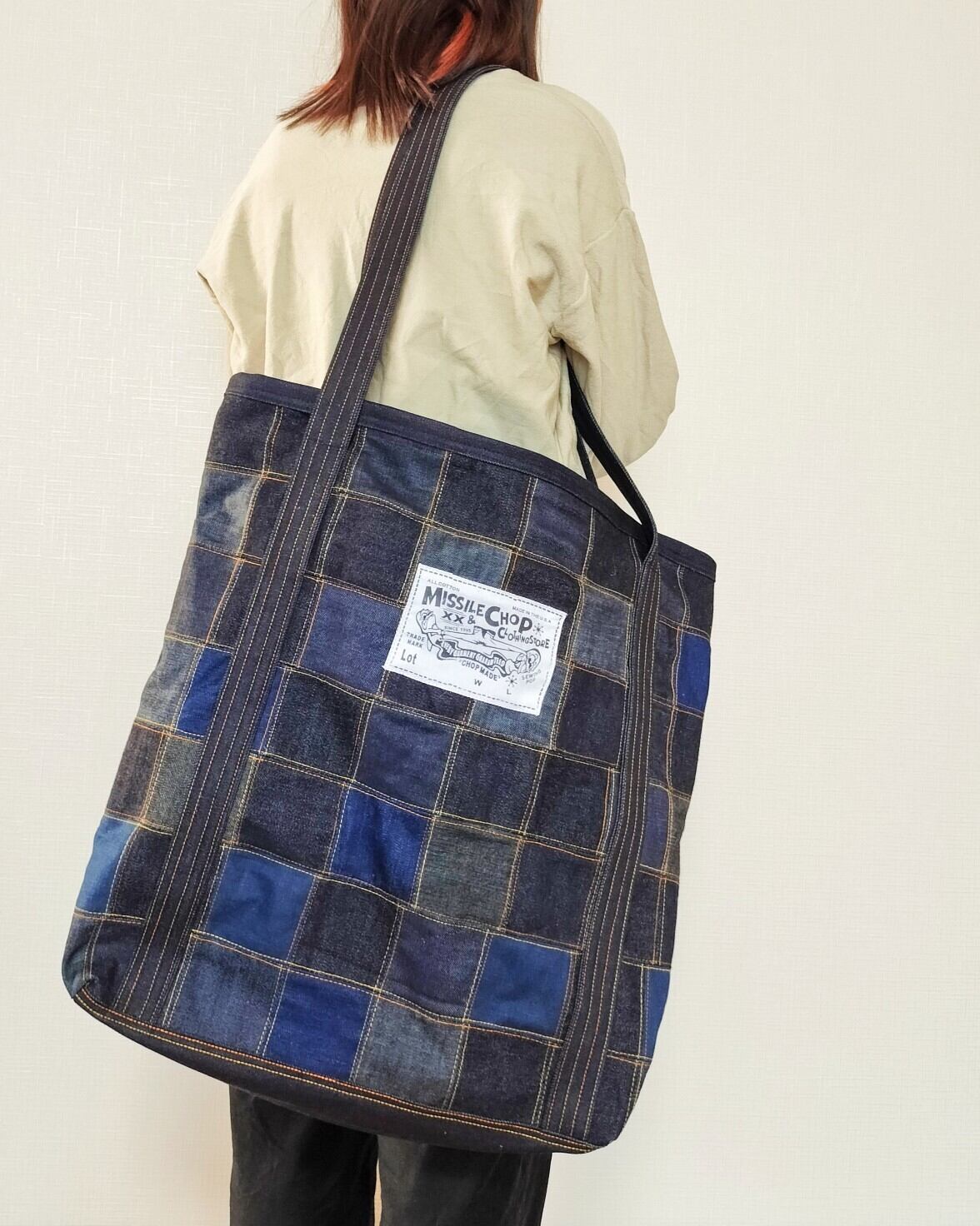 デニムパッチワーク・トートバッグ