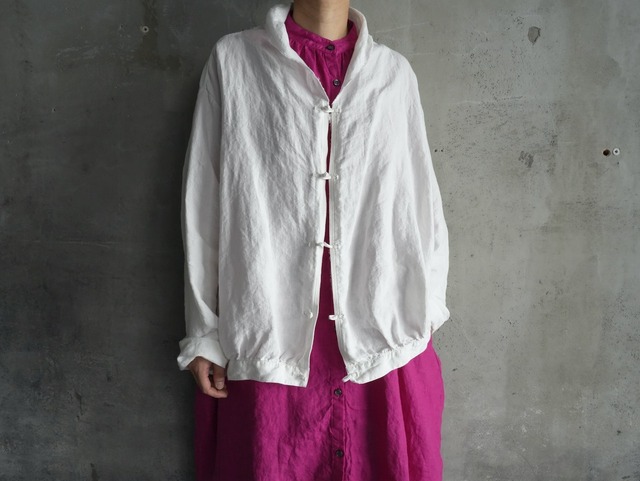 kaval High Count Hemp Shawl Collar Blouson off white