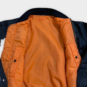 【USA古着】フライトジャケット ワッペン US MARINE CORPS ナイロン 中綿 ミリタリー 太アーム ブルゾン ma1 フルジップ ジップアップ US古着