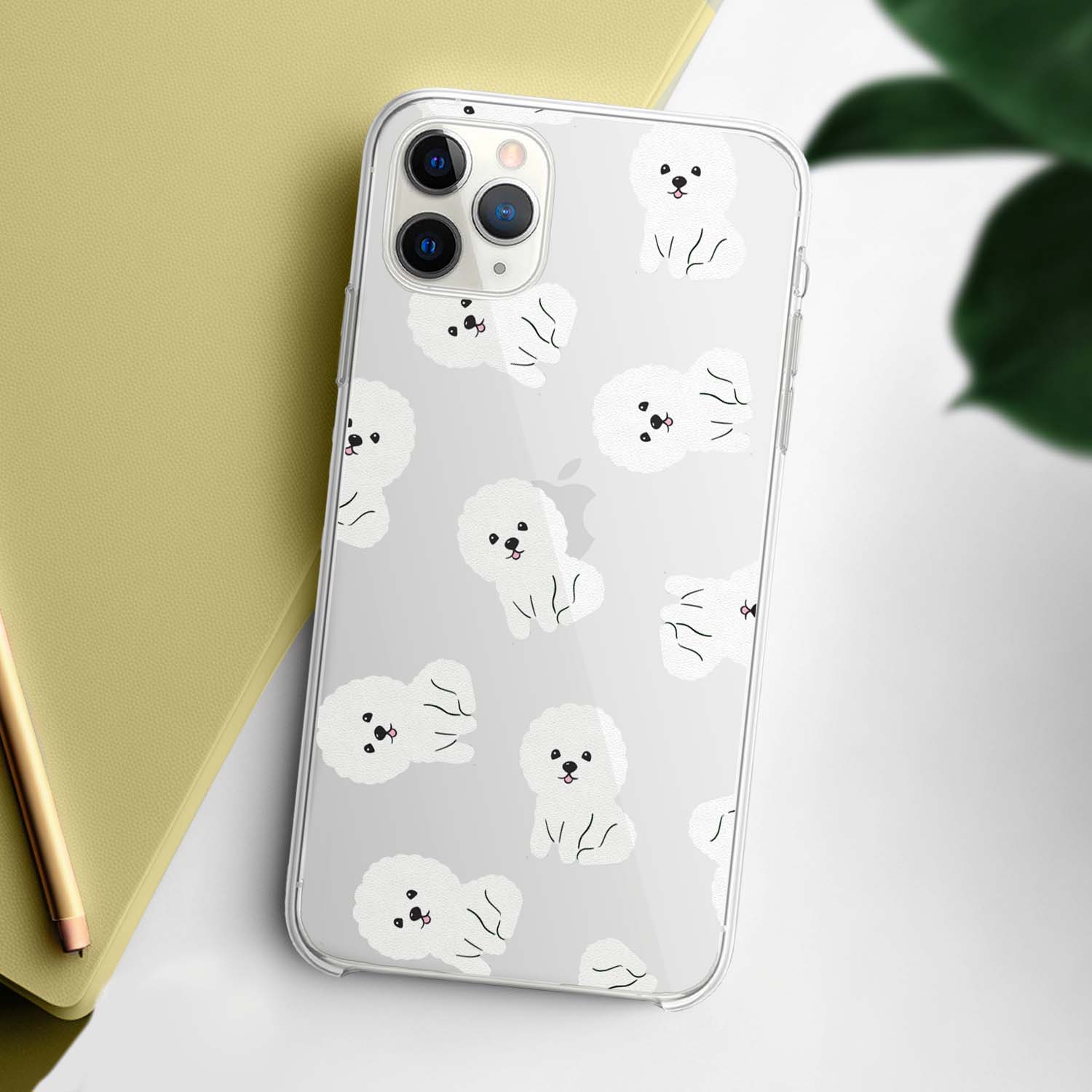 ビションフリーゼ パターン柄 】スマホケース クリアソフトケース 犬