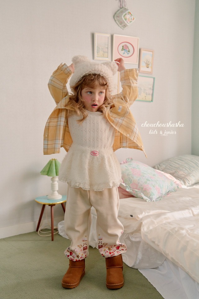 【取寄】chouchoushasha｜heart tiered fleece lace T｜ハートティアード起毛レースT｜S-JS｜kids&jr｜25 winter