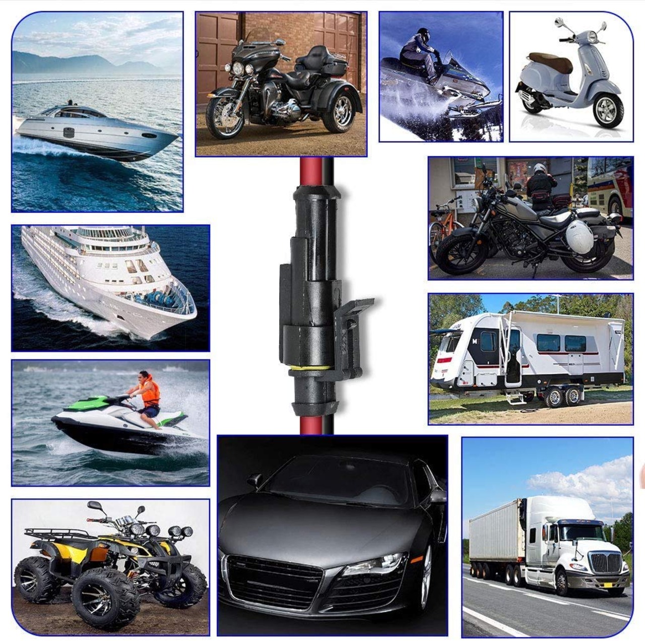 2ピン 防水 コネクター 配線用 オス＆メス防水コネクタ対応 カプラー 防水のコネクタセット 2極車用防水電気配線コネクタ端子 車 オートバイく用 10キット