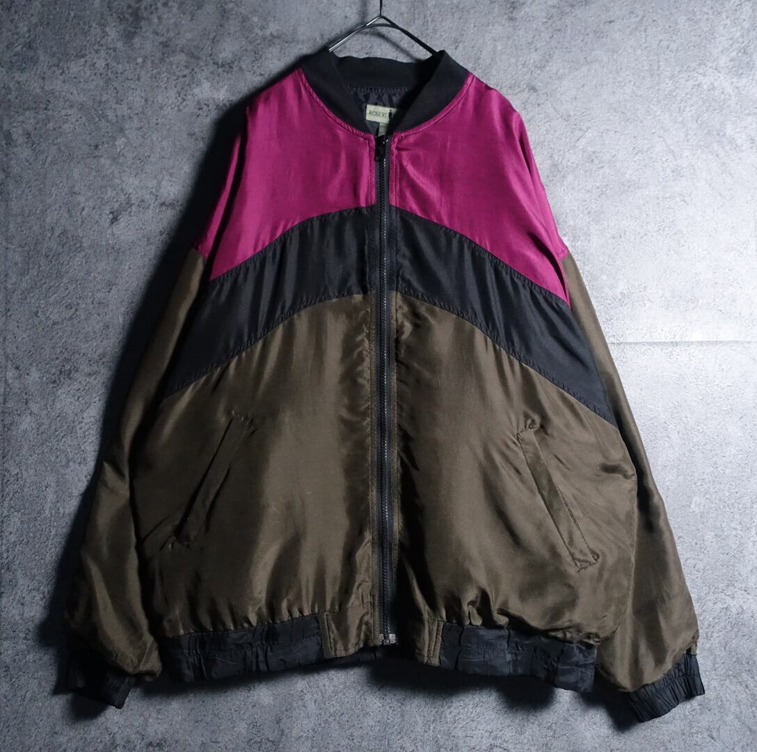 “ROBERT STOCK” Multicolor Switching Design Silk Blouson