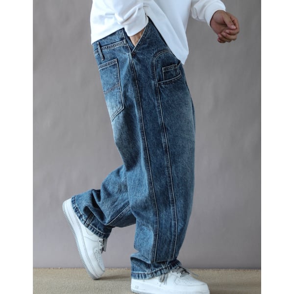 Front pocket design denim pants C3821