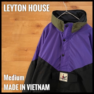 【LEYTON HOUSE】80s 90s ハーフジップ ナイロンジャケット ロゴ レイトンハウス スノーボード バイカラー レトロ 古着