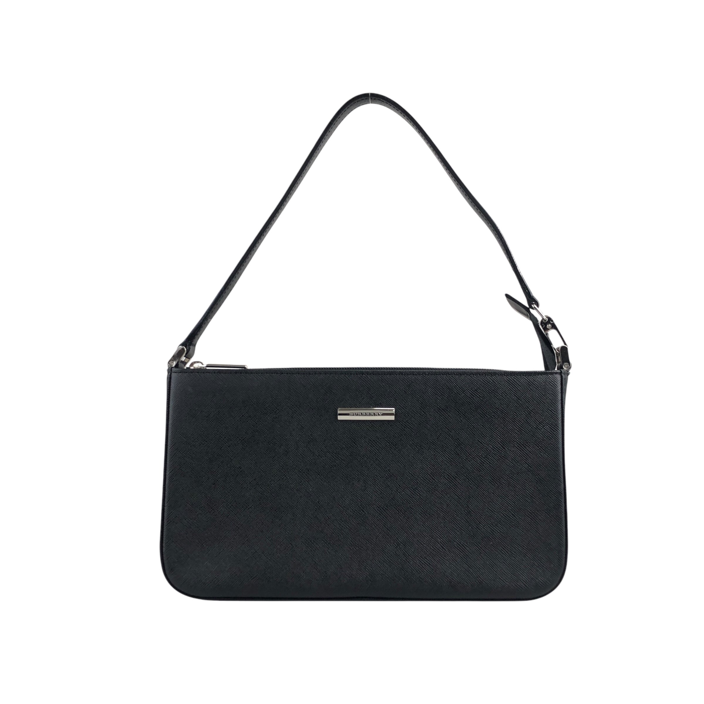 BURBERRY バーバリー ハンドバッグ ブラック ロゴ レザー ワン