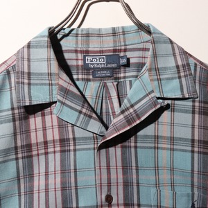 Mint Condition XL Caldwell オックスフォード ティールブルー チェック柄 ポロラルフローレン Polo Ralph Lauren 半袖開襟シャツ