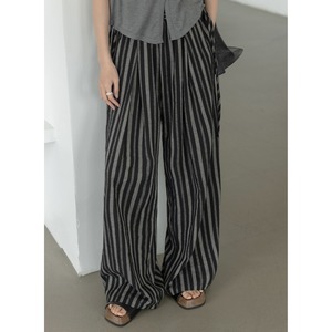 stripe cotton wide pants