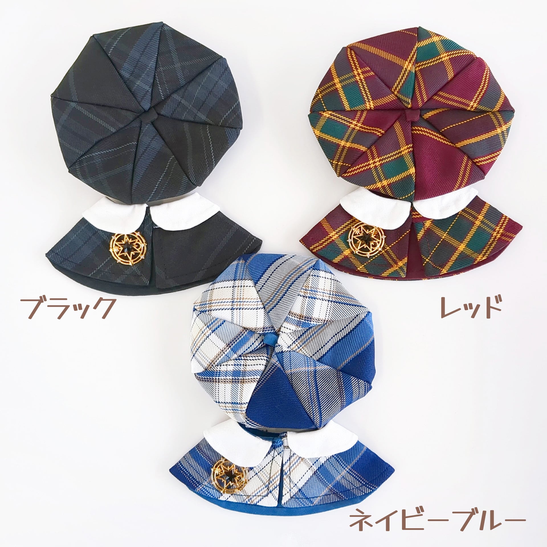 1398【15cm】タータンチェックケープセット | Little Closet │ ぬい服