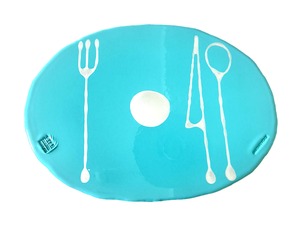 TABLE MATES  Matt Turquoise, Silver  "Fish Design by Gaetano Pesce"  /  CORSI DESIGN