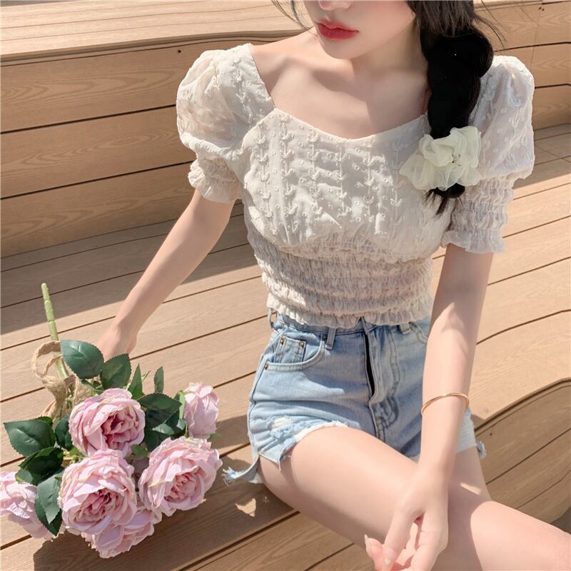 シャツ スタイルショートサマーホルタートップス レース 夏物 ブラックストロベリース32700545750