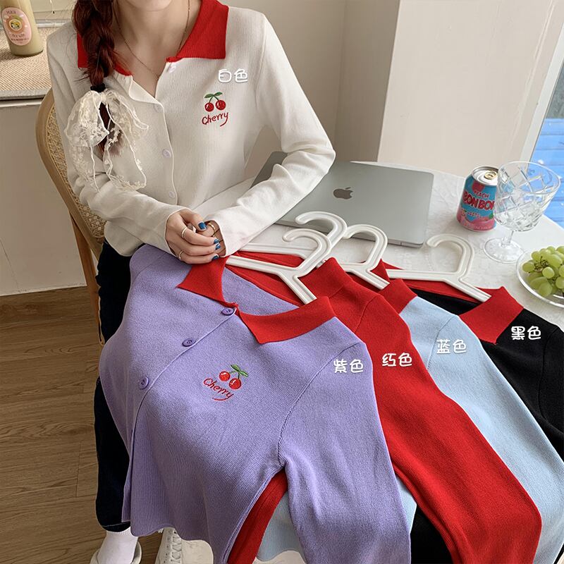 クレセントシティルーズオールマッチ長袖セーターレディース初秋カーディガン学生ショートクロップトップ クレセントシティ50092803165