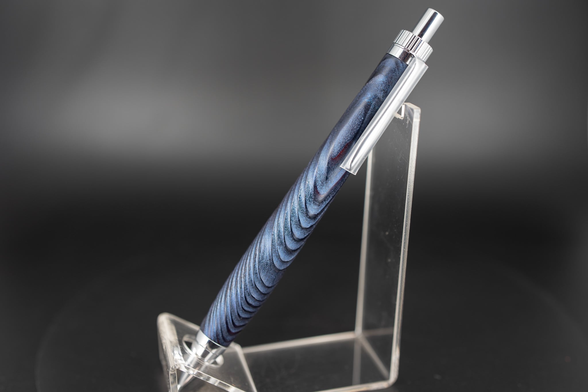 藍霞】屋久杉 浮造り 国産漆 silver MP | 木軸ペン工房 金杢犀