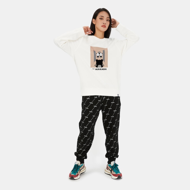 SALE 送料無料 【HIPANDA ハイパンダ】レディース パロディ クルーネック スウェット トレーナー WOMEN'S MOVIE PARODY CREW NECK SWEAT SHIRT / WHITE・BLACK