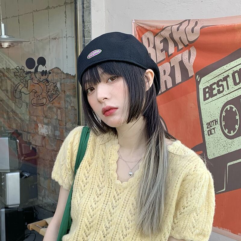 ブラックサマー刺繍薄手キャップ 帽子 夏物 ベレット ヘアアクセサリー ブラック・アイド・ピーズ97359637310