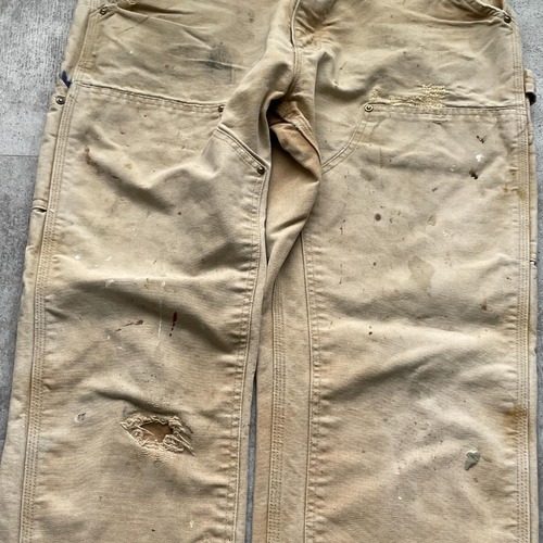 90s USA製 ブラウン ダブルニー Carhartt B01 33×32 詳細写真10