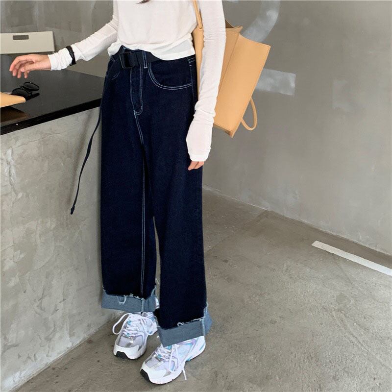 ジーンズ ルーズスプリングダークハイウェスト薄手パンツ 春物 YY-ファッション30375392144