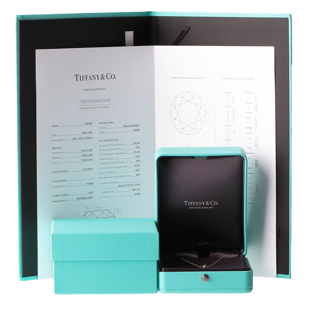 (新品仕上げ済）ティファニー TIFFANY バイザヤード ダイヤ ネックレス  K18 YG × ダイヤ 鑑定書 0.26ct‐D-VVS2-3EX 1PD 8588石目026ct鑑定書