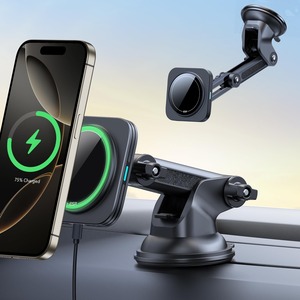 【数量限り】ESR スマホホルダー 車 15W 急速充電 強力吸盤 角度自由調整 再利用可能 超強磁力 充電器 magsafe 車載ホルダー 磁気吸着 2段階調節スタンド ダッシュボード/風防ガラス磁気ワイヤレス車載充電器 マグネット 車 スマホスタンド iPhone 17e Air iPhone 17-12シリーズ、Samsung S26/S25シリーズ、Pixel 10対応ブラック