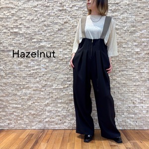 【Hazelnut】ラインデザイン肩ベルトサロペットパンツ