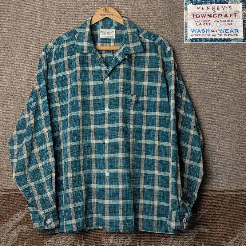 ハンドステッチ! 50s yorke 無地 ループ留め オープンカラー ギャバジンシャツ オレンジ ビンテージ 50年代 ギャバシャツ オリジナル rockabilly clothing⁄ロックンロールシャツ⁄sun studio