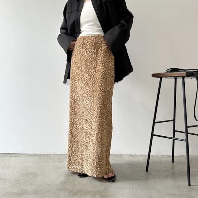 【即納】コード刺繍ベロアスカート