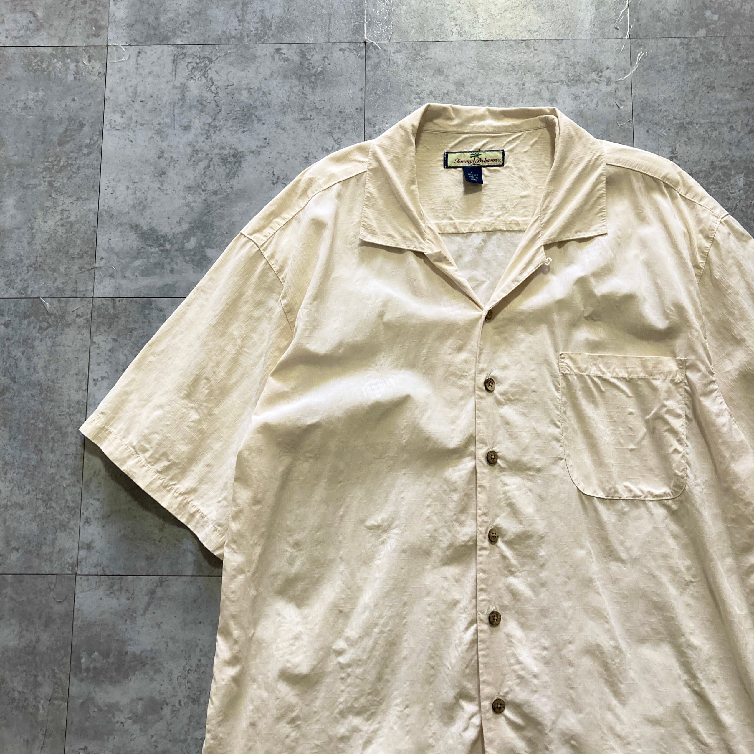 Size.XL】Tommy Bahama トミーバハマ シルク100% 単色 シャドー総柄